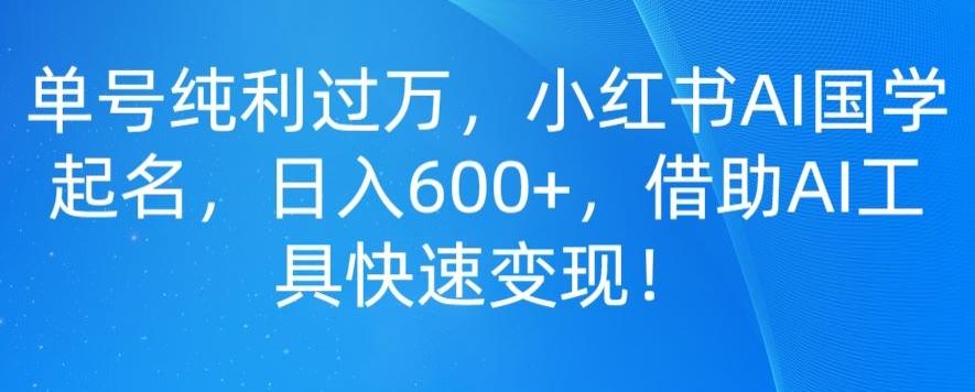 单号纯利过万，小红书AI国学起名，日入600+，借助AI工具快速变现-情久项目网