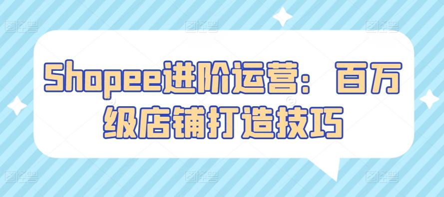 Shopee进阶运营：百万级店铺打造技巧-情久项目网