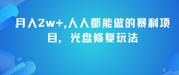 月入2w+，人人都能做的暴利项目，光盘修复玩法-情久项目网