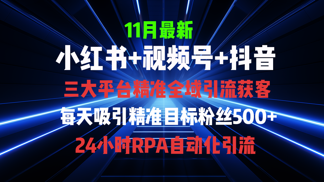 全域多平台引流私域打法，小红书，视频号，抖音全自动获客，截流自…-情久项目网