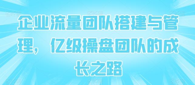 企业流量团队搭建与管理，亿级操盘团队的成长之路-情久项目网