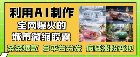 利用AI制作全网爆火的城市微缩胶囊，条条爆款， 多平台分发，疯狂涨粉变现-情久项目网