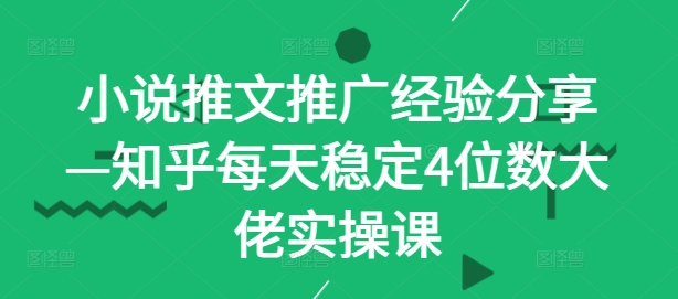 小说推文推广经验分享—知乎每天稳定4位数大佬实操课-情久项目网