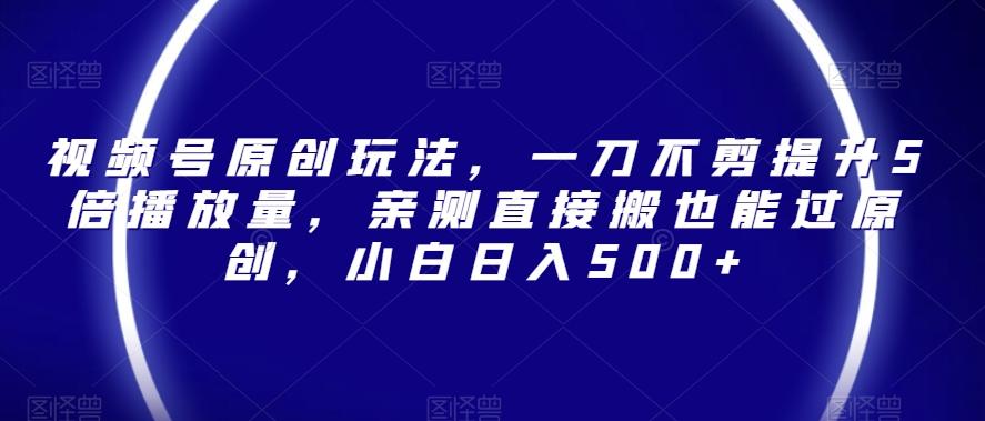 视频号原创玩法，一刀不剪提升5倍播放量，亲测直接搬也能过原创，小白日入500+【揭秘】-情久项目网