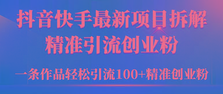 (9447期)2024年抖音快手最新项目拆解视频引流创业粉，一天轻松引流精准创业粉100+-情久项目网
