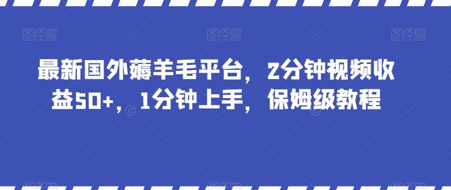 最新国外薅羊毛平台，2分钟视频收益50+，1分钟上手，保姆级教程【揭秘】-情久项目网