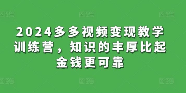 2024多多视频变现教学训练营，知识的丰厚比起金钱更可靠-情久项目网