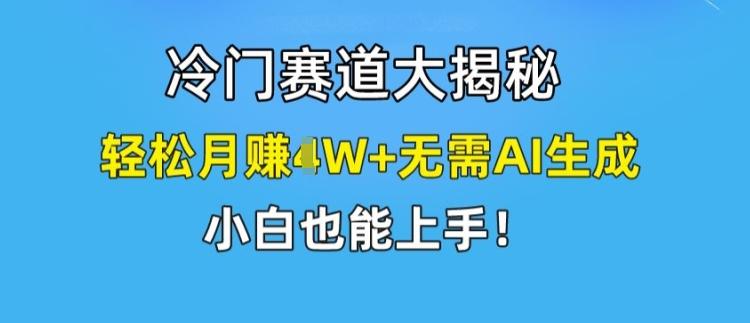 冷门赛道大揭秘，轻松月赚1W+无需AI生成，小白也能上手【揭秘】-情久项目网