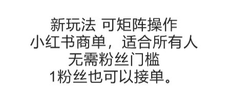 可矩阵操作，小红书商单新玩法，适合所有人，无需粉丝门槛，1粉丝也可以接单-情久项目网