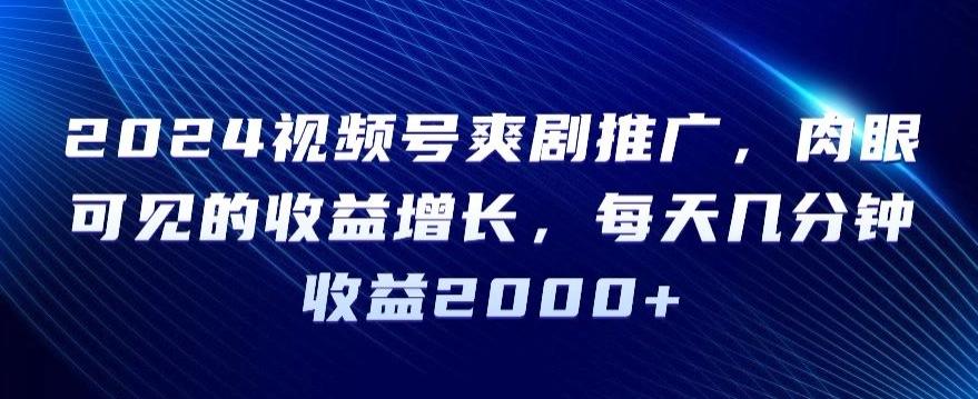 2024视频号爽剧推广，肉眼可见的收益增长，每天几分钟收益2000+【揭秘】-情久项目网
