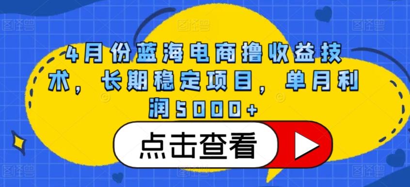 4月份蓝海电商撸收益技术，长期稳定项目，单月利润5000+【揭秘】-情久项目网