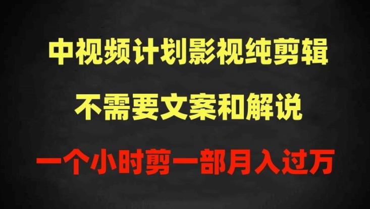 中视频计划影视纯剪辑，不需要文案和解说，一个小时剪一部，100%过原创月入过万【揭秘】-情久项目网