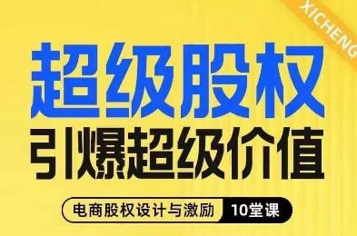 超级股权引爆超级价值，电商股权设计与激励10堂线上课-情久项目网