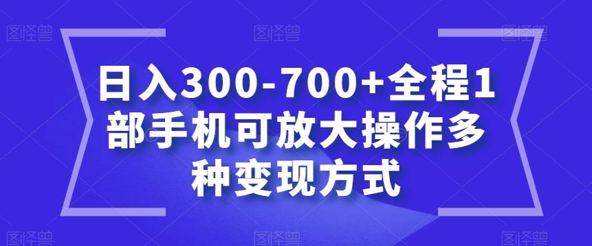 日入300-700+全程1部手机可放大操作多种变现方式【揭秘】-情久项目网