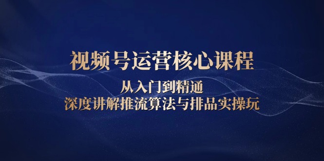 视频号运营核心课程，从入门到精通，深度讲解推流算法与排品实操玩-情久项目网