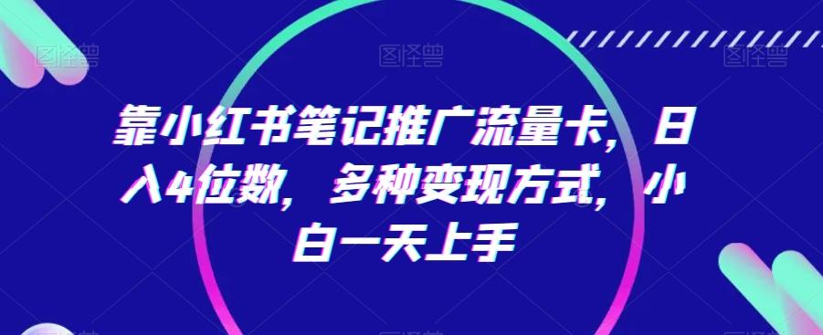 靠小红书笔记推广流量卡，日入4位数，多种变现方式，小白一天上手-情久项目网