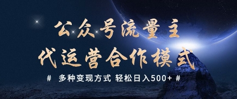 公众号流量主代运营  多种变现方式 轻松日入5张【揭秘】-情久项目网