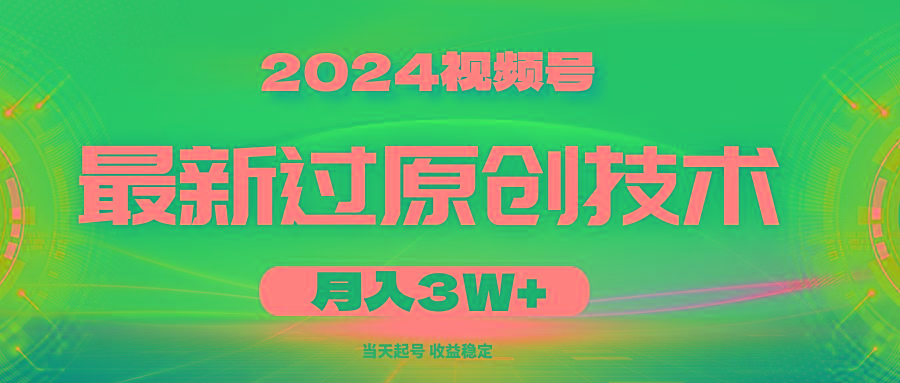 2024视频号最新过原创技术，当天起号，收益稳定，月入3W+-情久项目网