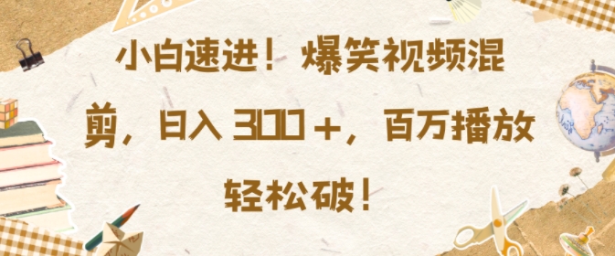 小白速进，爆笑视频混剪，日入3张，百万播放轻松破【揭秘】-情久项目网