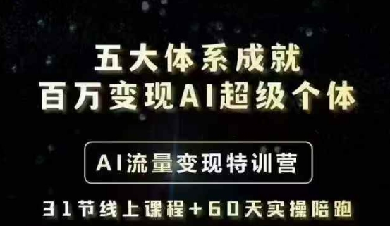 五大体系成就百万变现AI超级个体- AI流量变现特训营，一步一步教你一个人怎么年入百W-情久项目网