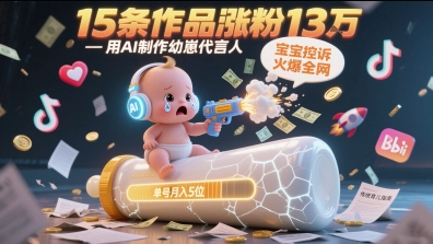 用AI制作幼崽代言人，宝宝的控诉火爆全网，15条作品涨粉13W，单号月入5位数实操教程-情久项目网