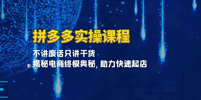 拼多多实操课程：不讲废话只讲干货, 揭秘电商终极奥秘,助力快速起店-情久项目网