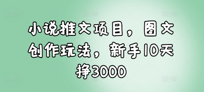 小说推文项目，图文创作玩法，新手10天挣3000-情久项目网