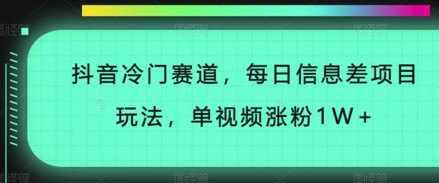 抖音冷门赛道，每日信息差项目玩法，单视频涨粉1W+-情久项目网