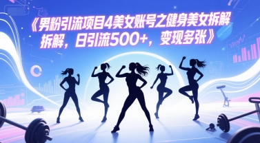 男粉引流项目4美女账号之健身美女拆解，日引流500+，变现多张-情久项目网