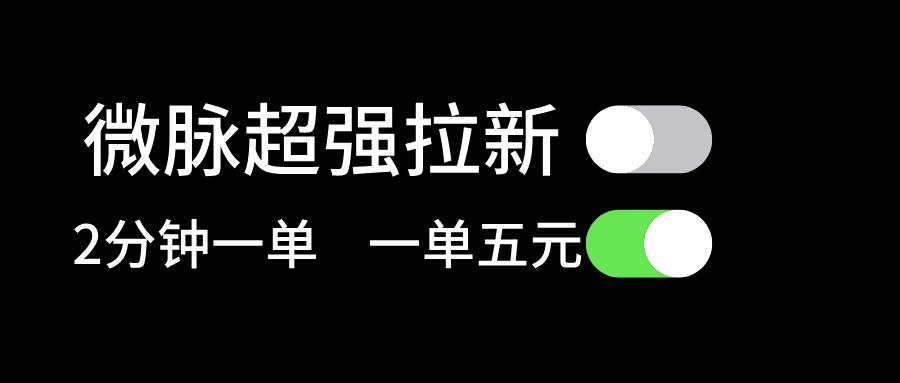 微脉超强拉新， 两分钟1单， 一单利润5块，适合小白-情久项目网