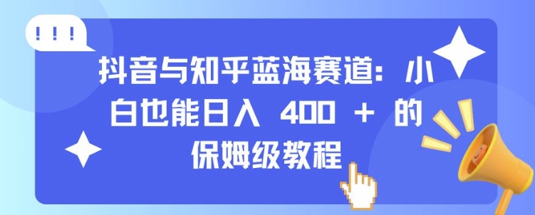 抖音与知乎蓝海赛道：小白也能日入 4张 的保姆级教程-情久项目网