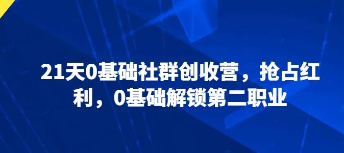 21天0基础社群创收营，抢占红利，0基础解锁第二职业-情久项目网