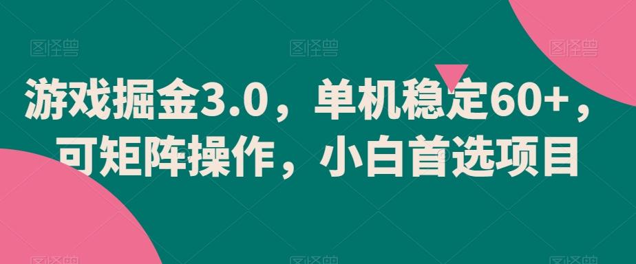 游戏掘金3.0，单机稳定60+，可矩阵操作，小白首选项目【揭秘】-情久项目网