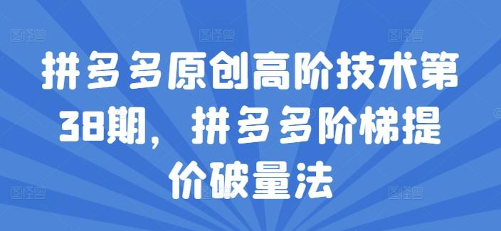 拼多多原创高阶技术第38期，拼多多阶梯提价破量法-情久项目网