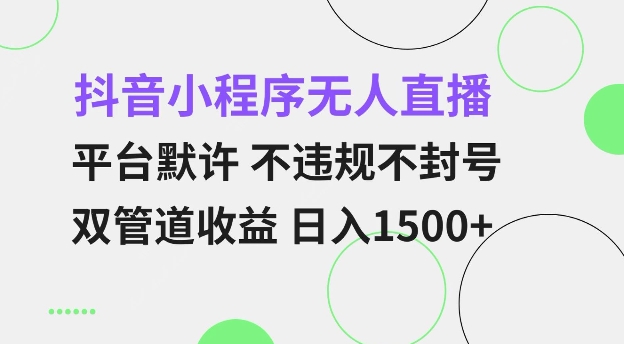 抖音小程序无人直播 平台默许 不违规不封号 双管道收益 日入多张 小白也能轻松操作【仅揭秘】-情久项目网