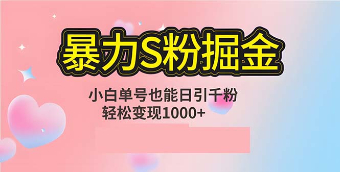 单人单机日引千粉，变现1000+，S粉流量掘金计划攻略-情久项目网