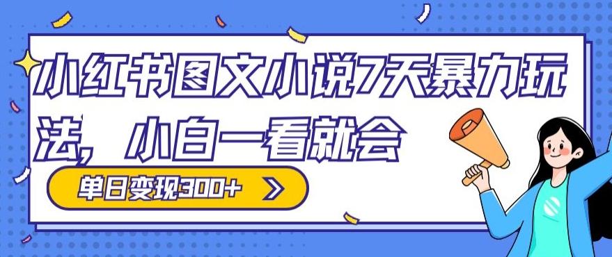 小红书图文小说7天暴力玩法，小白一看就会，单日变现300+-情久项目网