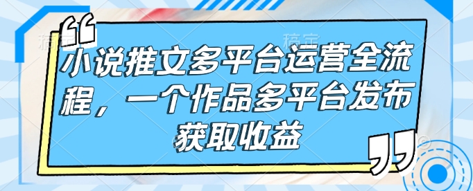 小说推文多平台运营全流程，一个作品多平台发布获取收益-情久项目网