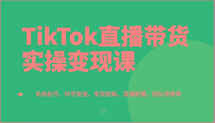 TikTok直播带货实操变现课：系统起号、科学复盘、变现链路、直播配置、团队搭建等-情久项目网