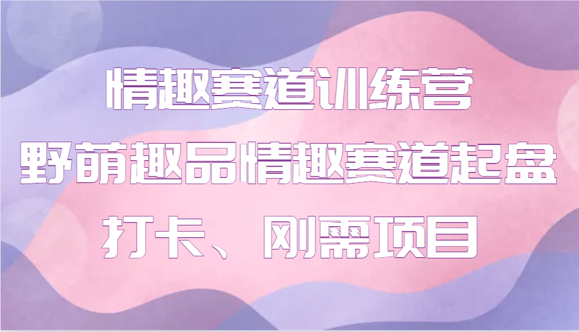 情趣赛道训练营 野萌趣品情趣赛道起盘打卡、刚需项目-情久项目网