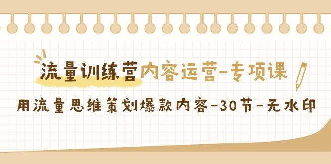 流量训练营之内容运营专项课，用流量思维策划爆款内容(30节课)-情久项目网