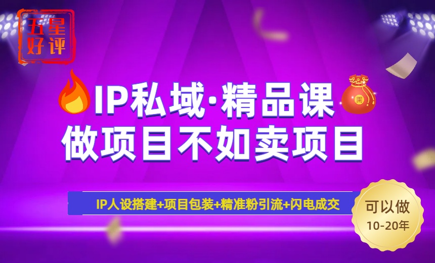 2025年“IP私域·密训精品课”，日赚3000+小白避坑年赚百万，暴力引流...-情久项目网