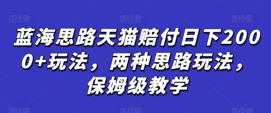 蓝海思路天猫赔付日下2000+玩法，两种思路玩法，保姆级教学【仅揭秘】-情久项目网