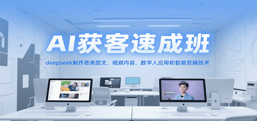 AI获客速成班，deepseek制作各类图文、视频内容，数字人应用和智能剪辑技术-情久项目网