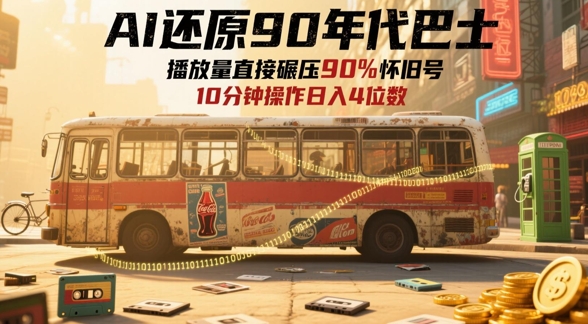 AI还原90年代巴士，一帧就让70后泪崩，播放量直接碾压90%怀旧号，每天操作十分钟，日入四位数-情久项目网