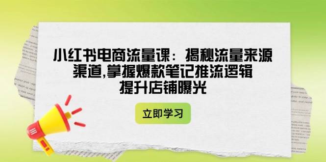 小红书电商流量课：揭秘流量来源渠道,掌握爆款笔记推流逻辑,提升店铺曝光-情久项目网