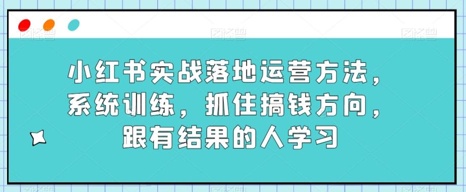 小红书实战落地运营方法，系统训练，抓住搞钱方向，跟有结果的人学习-情久项目网