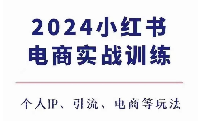 2024小红书电商3.0实战训练，包含个人IP、引流、电商等玩法-情久项目网