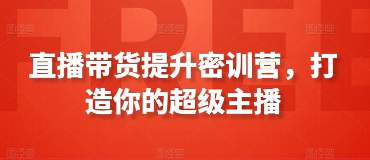 直播带货提升密训营，打造你的超级主播-情久项目网