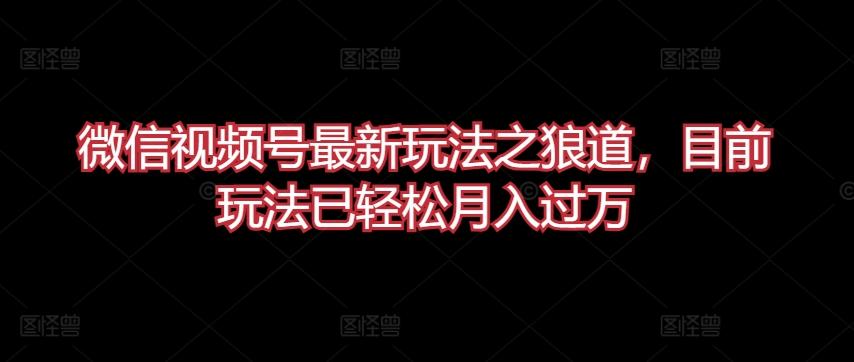 微信视频号最新玩法之狼道，目前玩法已轻松月入过万【揭秘】-情久项目网